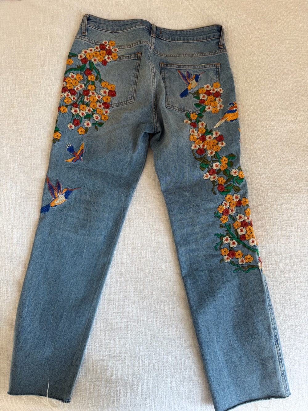 Free People Light Blue Skinny Jeans with Floral Embroidery - Picture 5 of 7